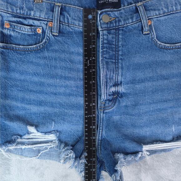 Lucky Brand Shorts Womens 14/32 Mom High Rise Short Button Fly Stretch Denim - Picture 12 of 12